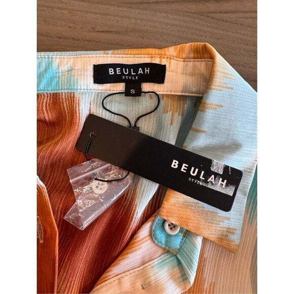 NWT Beulah Style Abstract Tie Front Button Up Blouse - Picture 6 of 6